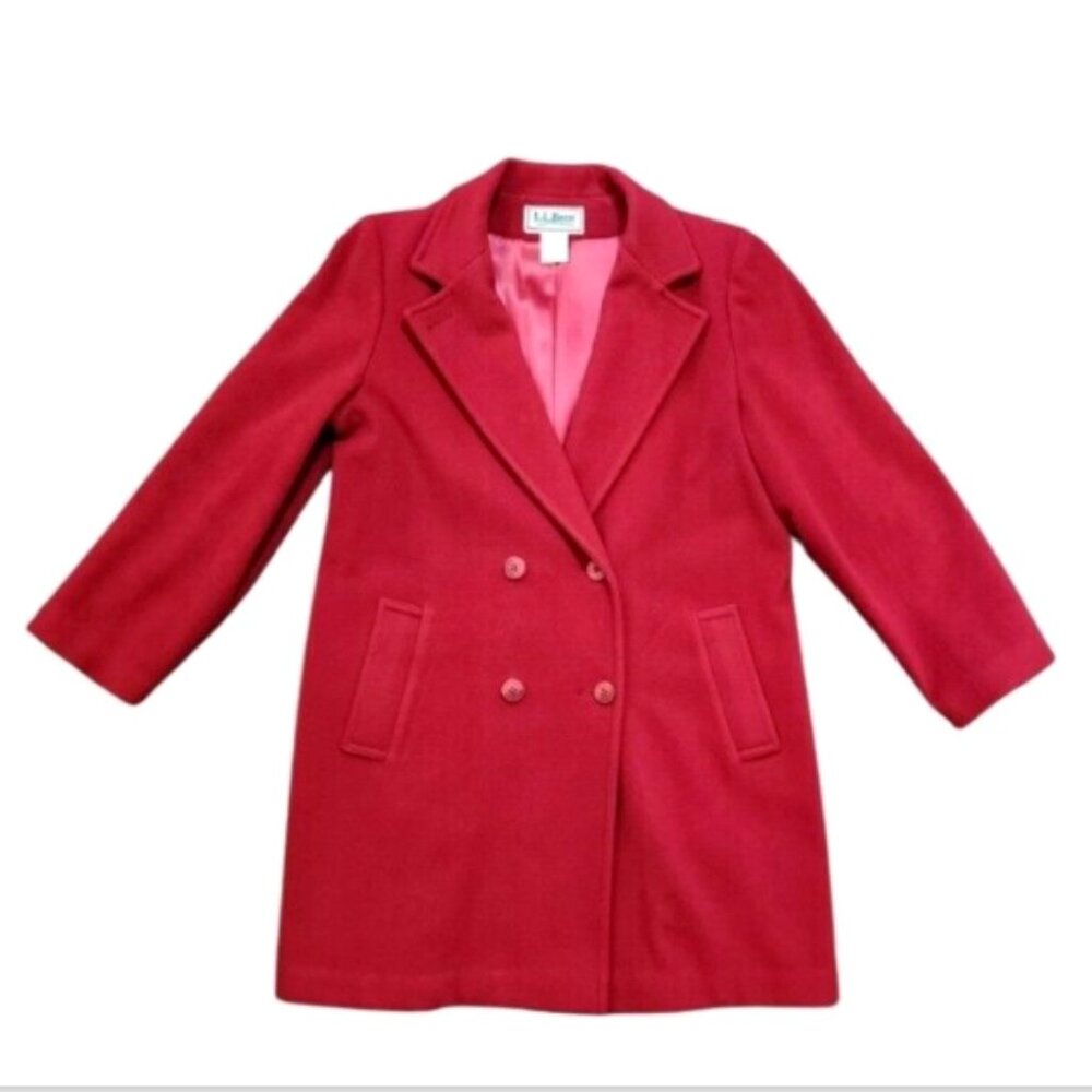 Vtg L.L. Bean Wool Blend Double Breasted Jacket lined Coat